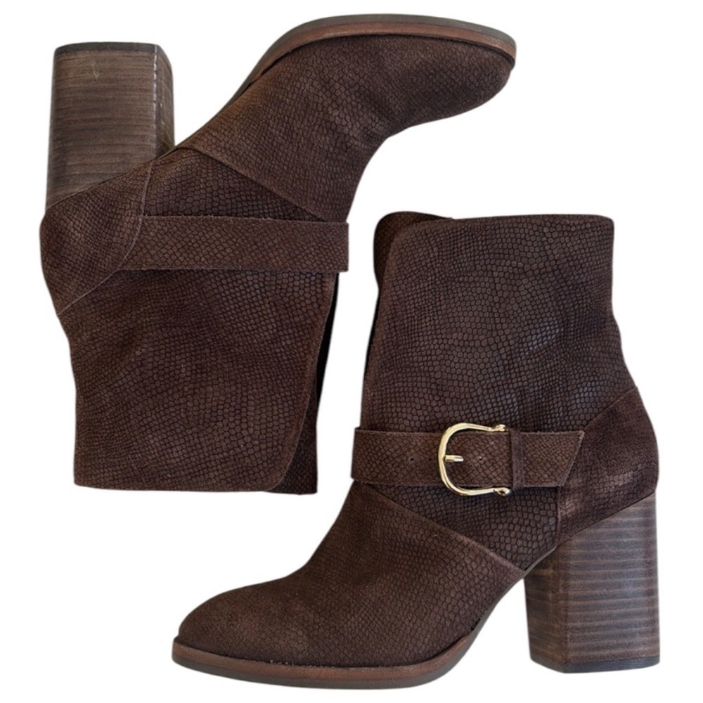 EUC Isola Leather Lavoy Heeled Boots Brown Size 7 1/2